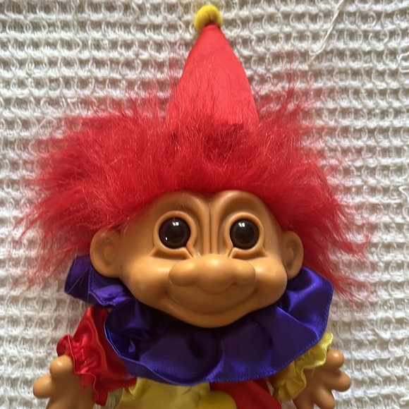 Rare Vintage Large 8" Russ Red Haired Troll Clown Doll With Hat - Picture 4 of 7